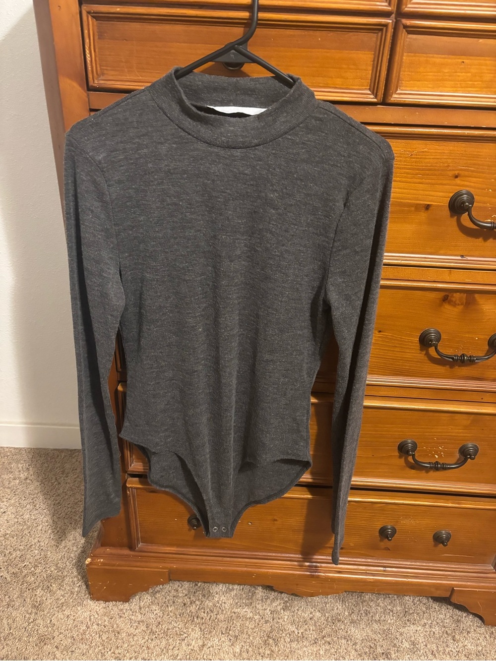 Double Zero Charcoal Gray Knit Bodysuit